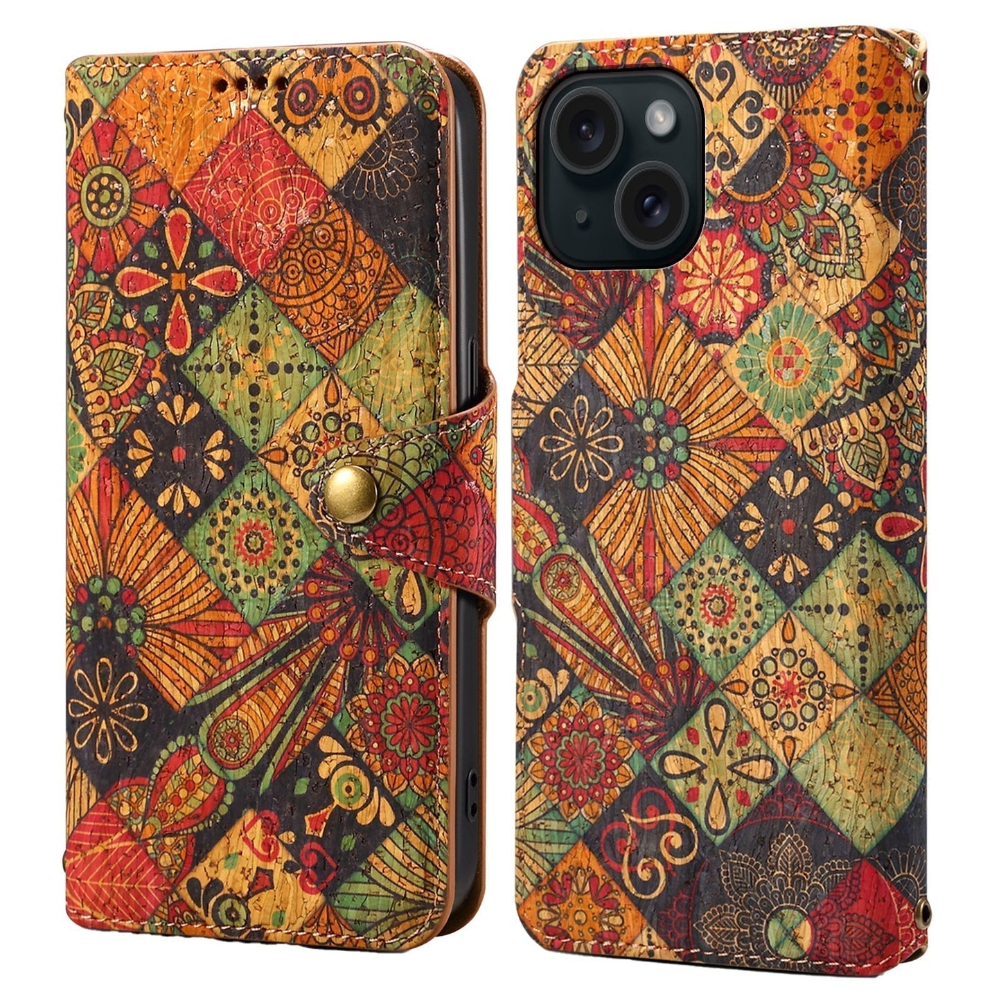 Vintage Floral seasons Leather Wallet Case – Boho Chic Protection for iPhone Case