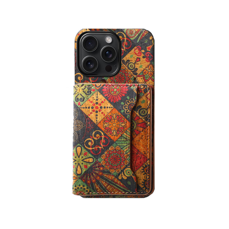 Vintage Floral seasons Leather Wallet Case – Boho Chic Protection for iPhone Case