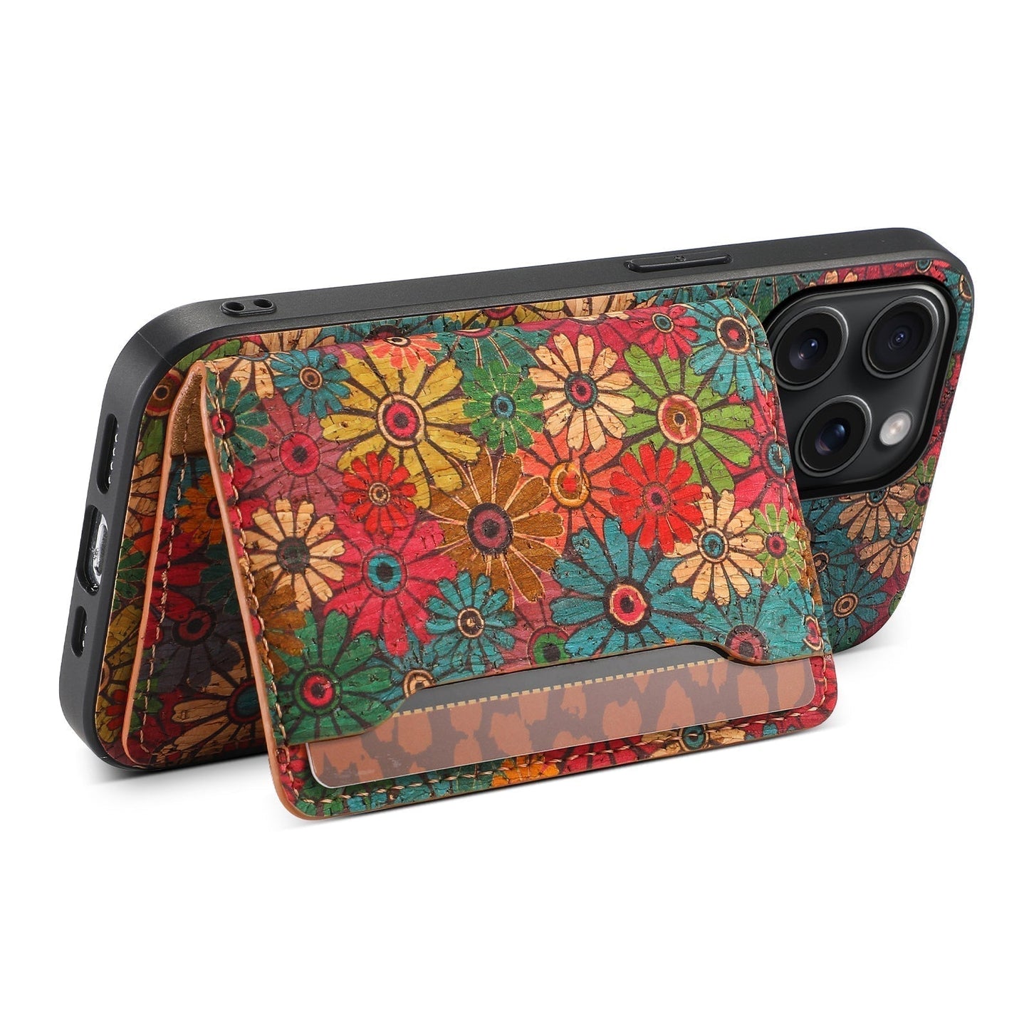 Vintage Floral seasons Leather Wallet Case – Boho Chic Protection for iPhone Case