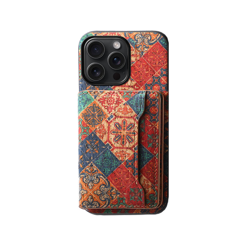 Vintage Floral seasons Leather Wallet Case – Boho Chic Protection for iPhone Case