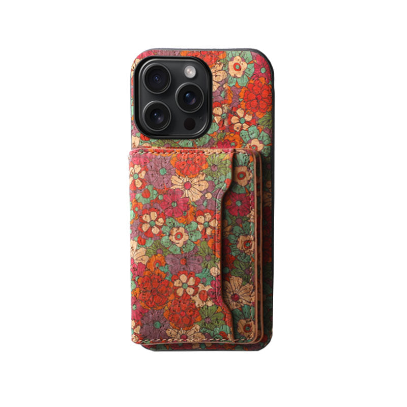 Vintage Floral seasons Leather Wallet Case – Boho Chic Protection for iPhone Case