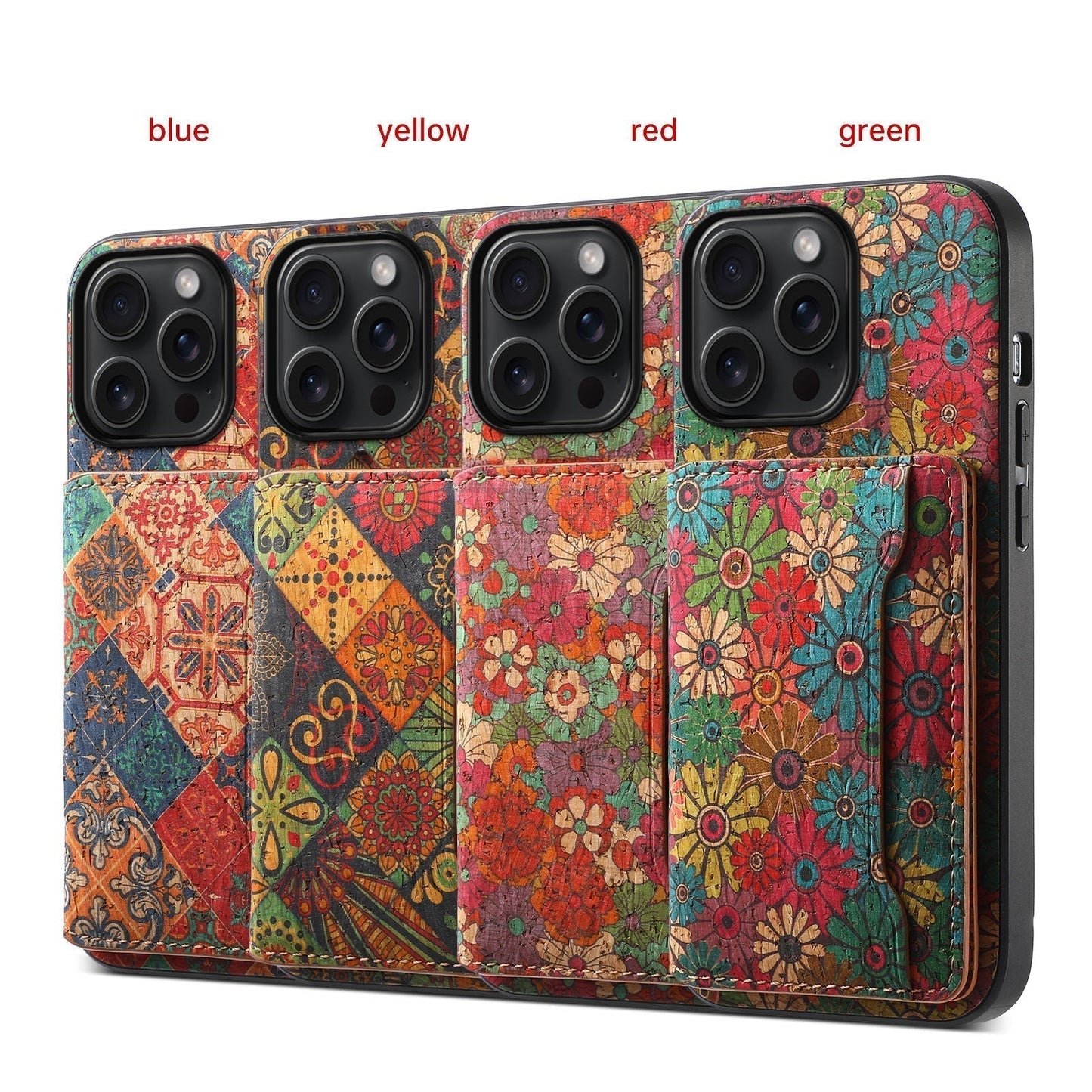 Vintage Floral seasons Leather Wallet Case – Boho Chic Protection for iPhone Case