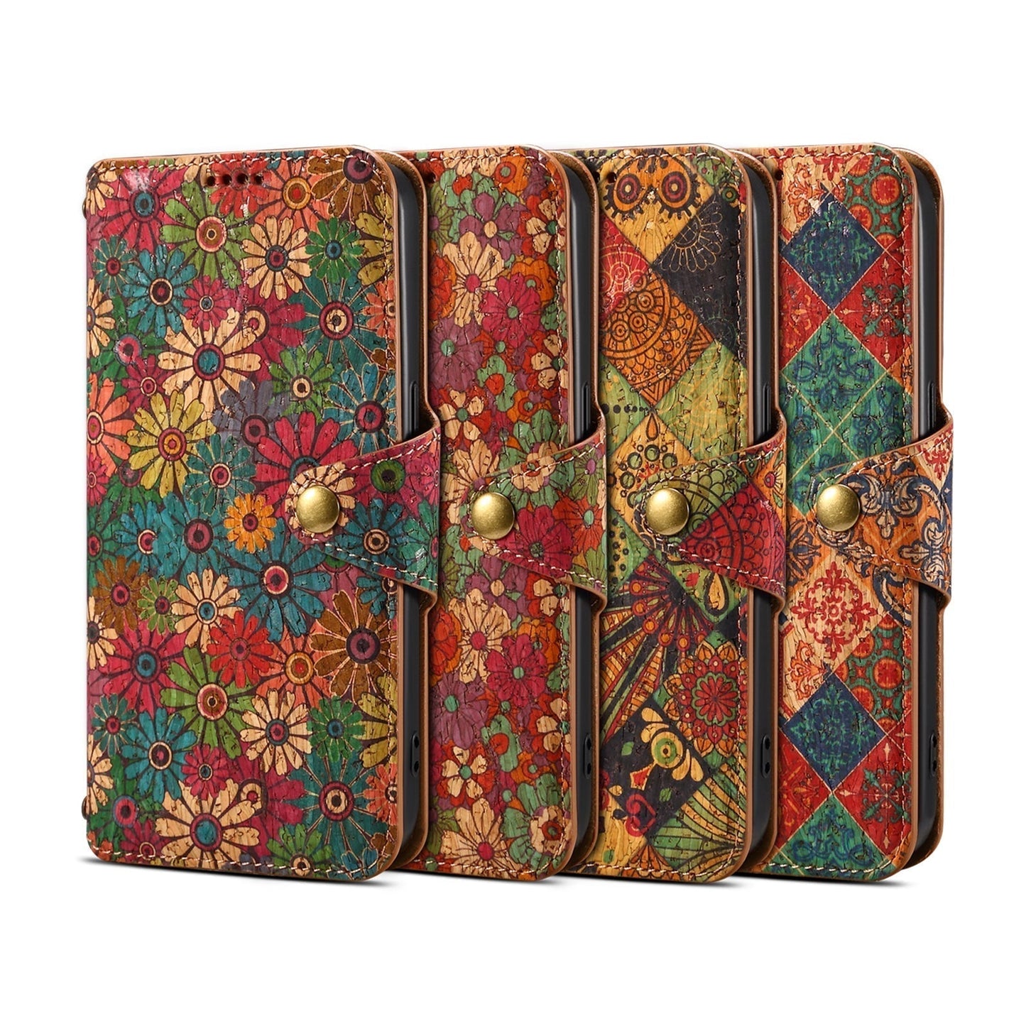 Vintage Floral seasons Leather Wallet Case – Boho Chic Protection for iPhone Case