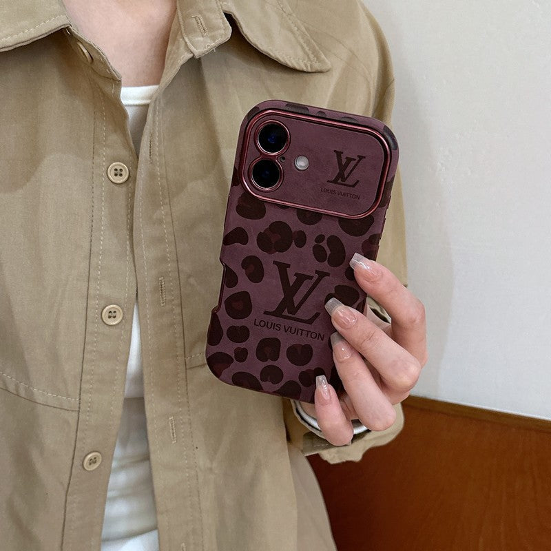 Lou Brown & Purple Color Leather iPhone Case