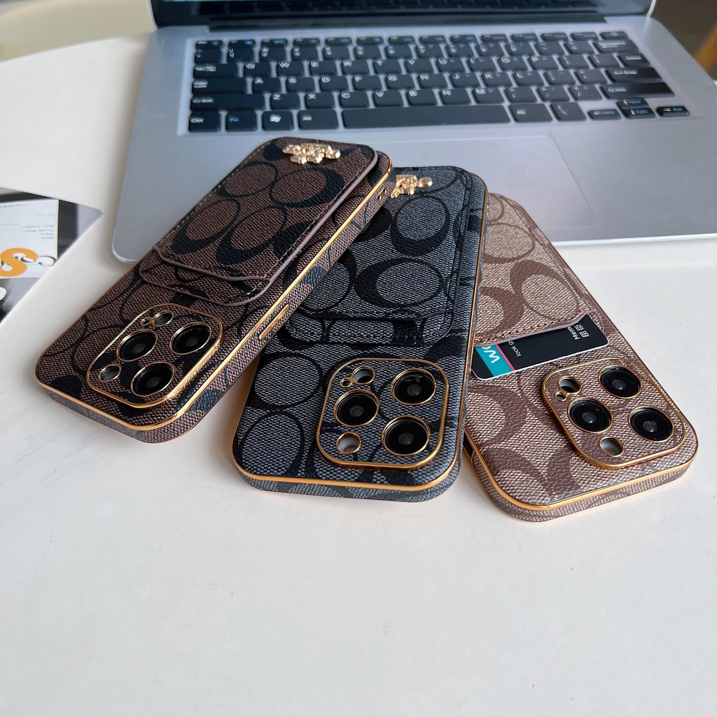 Coach iPhone Case With Card Holder Coffee -KB241651
