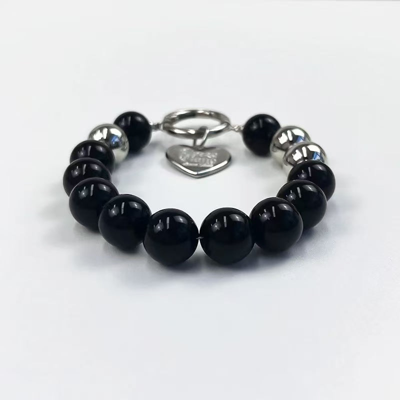 Black Beaded Bracelet Phone Strap – Stylish & Functional