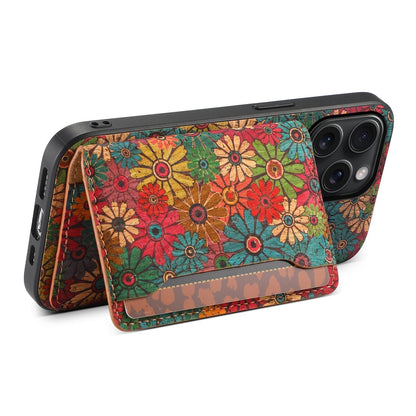 Vintage  Floral seasons Leather Wallet Case  – Boho Chic Protection for iPhone Case
