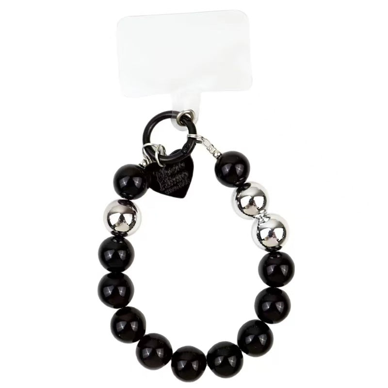 Black Beaded Bracelet Phone Strap – Stylish & Functional
